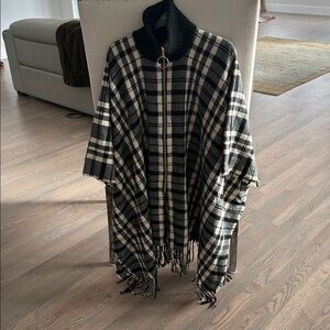 Checked Poncho W Frunge